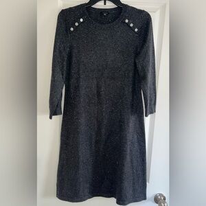 Talbots Grey Sweater Dress with Silver Button Detail Women S